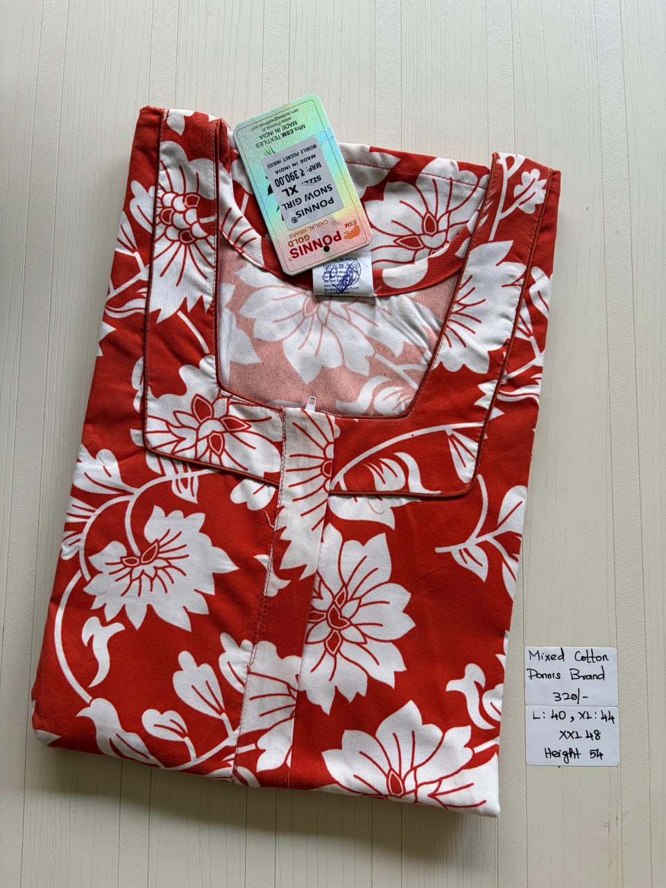 MCS 083 Ponni's Mixed Cotton Zip Nighty