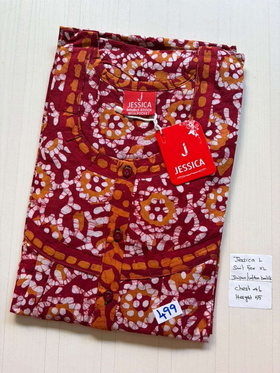 BJS 1096 Jessica Pleats Batik Nighty 550