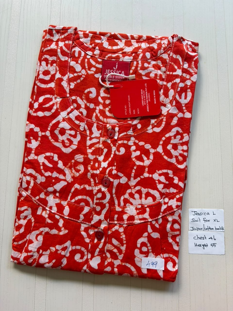 BJS 1110 Jessica Pleats Batik Nighty 550