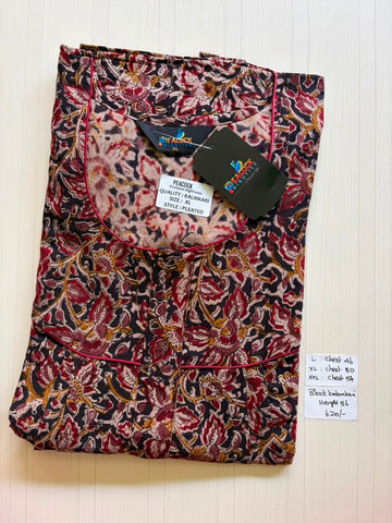 MKS042 Block Kalamkari peacock Pleats zip BP HEIGHT 56'