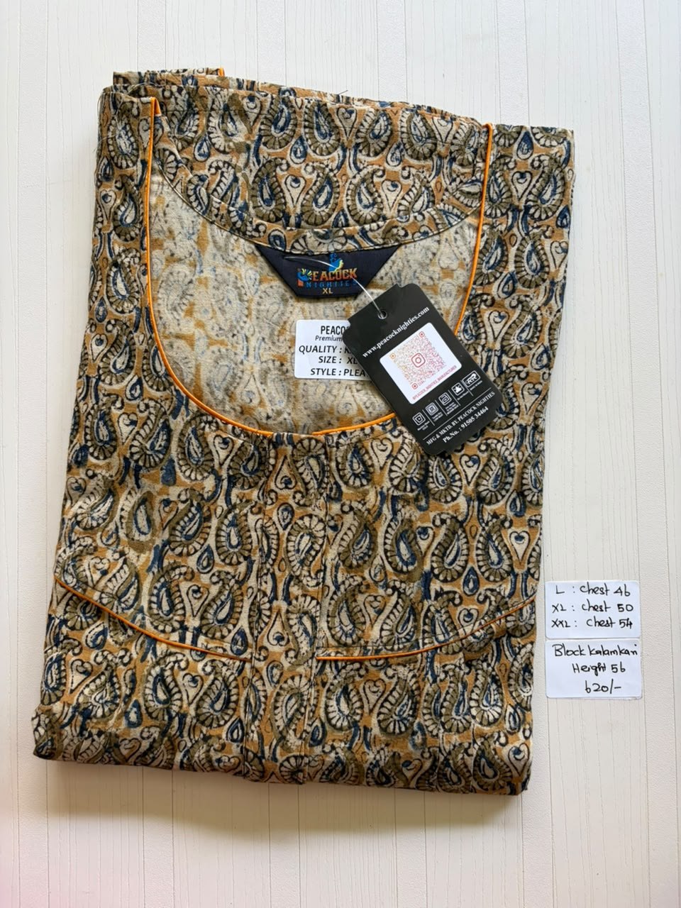 MKS025 Block Kalamkari peacock Pleats zip BP HEIGHT 56'