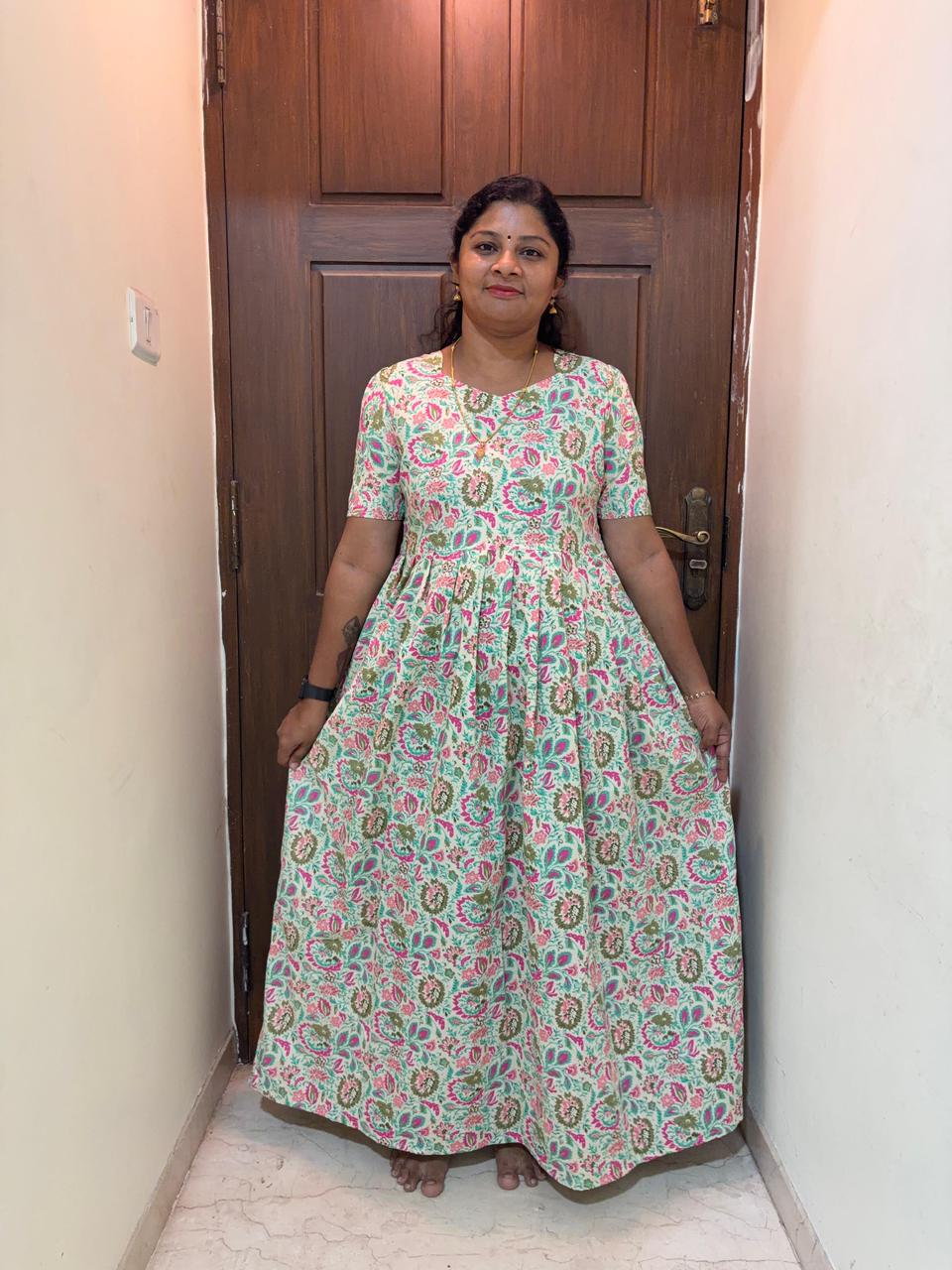 MFS129 Peacock maxi feeding frock FD FM1
