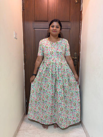 MFS129 Peacock maxi feeding frock FD FM1