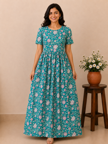 MFS198 Peacock Feeding maxi frock FD FM1