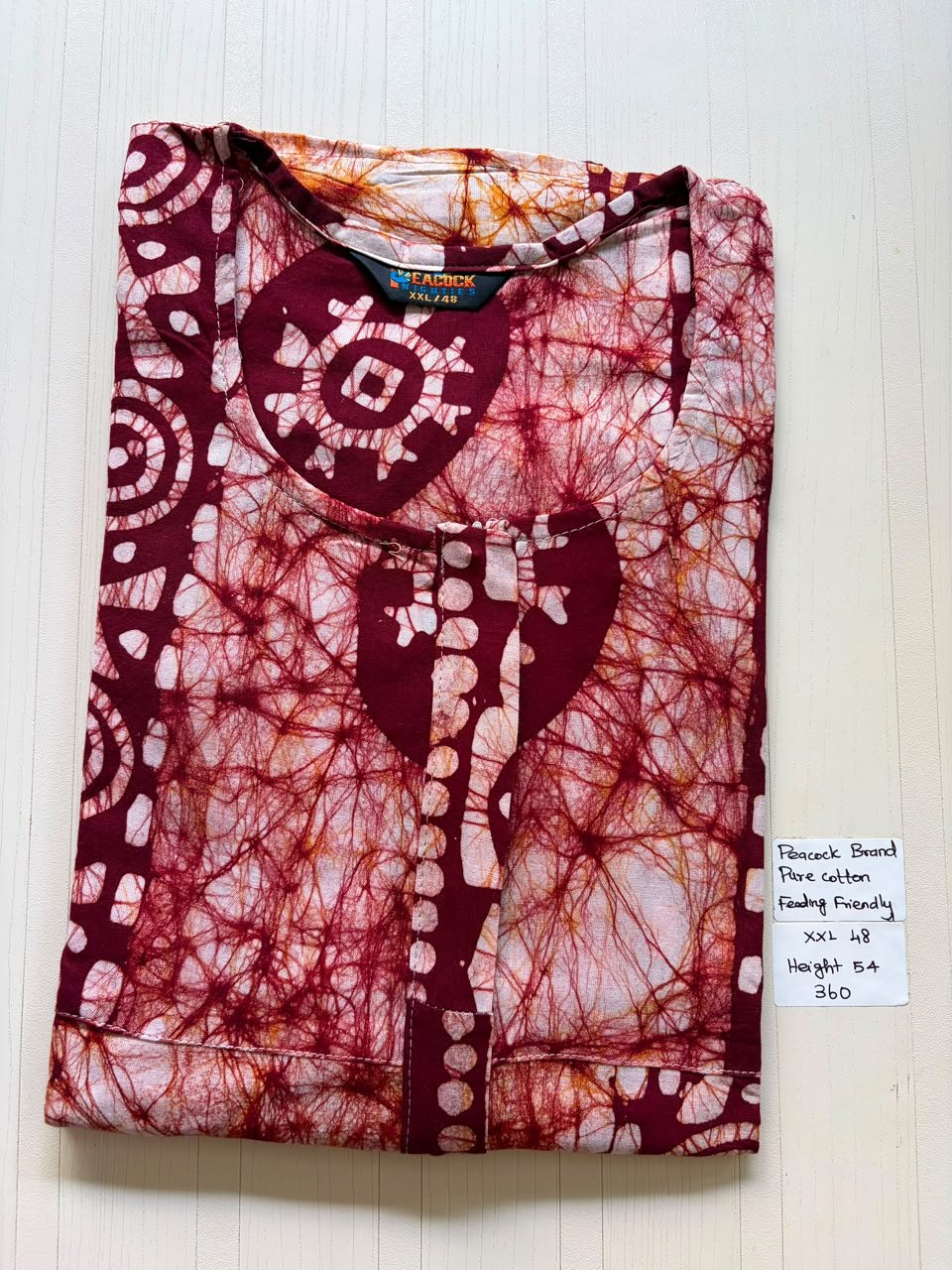 AASZ 113 Peacock Zip Nighty Batik DPS