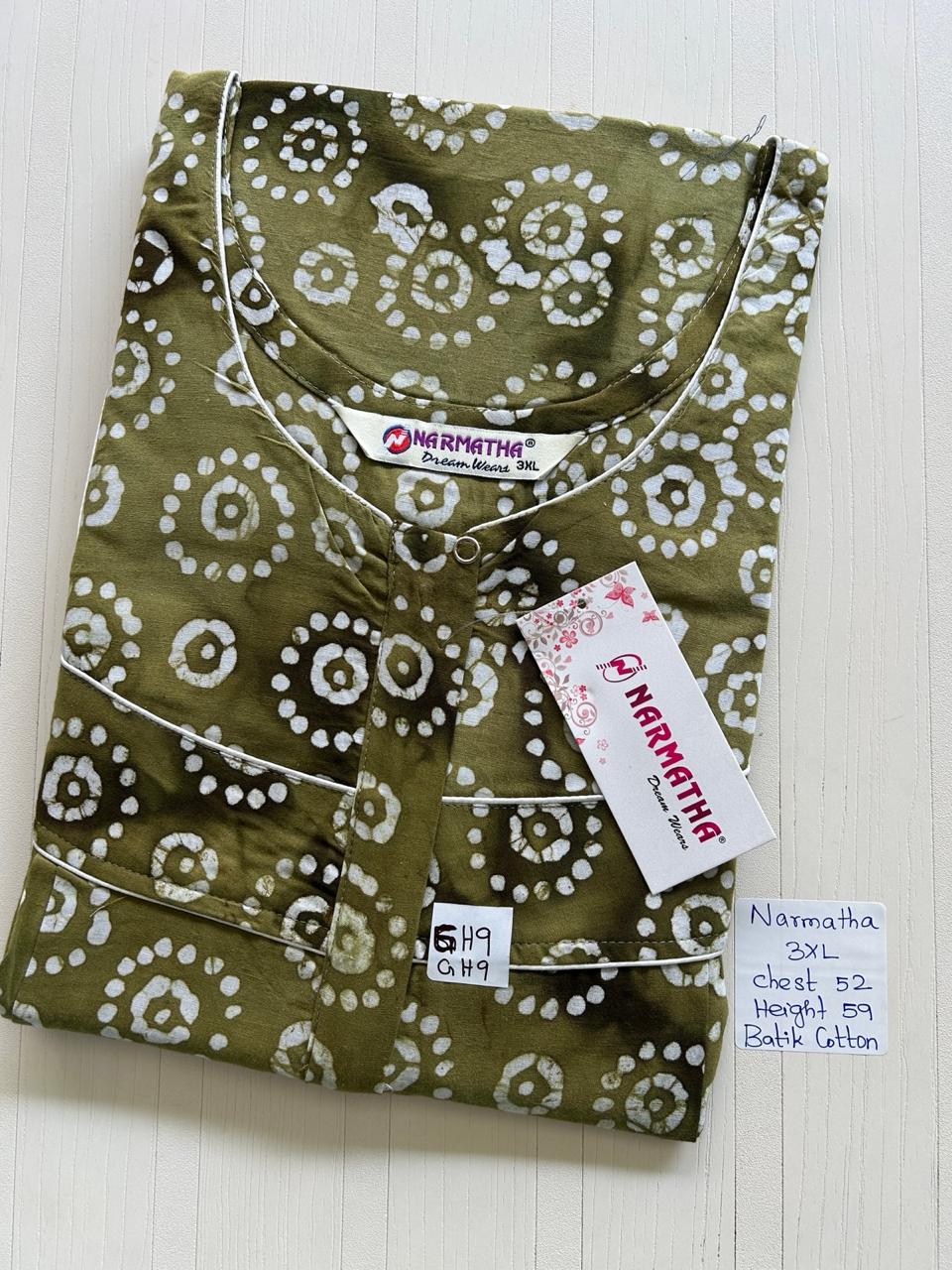 DNS210 Height Narmatha Pleats Zip Batik Nighty