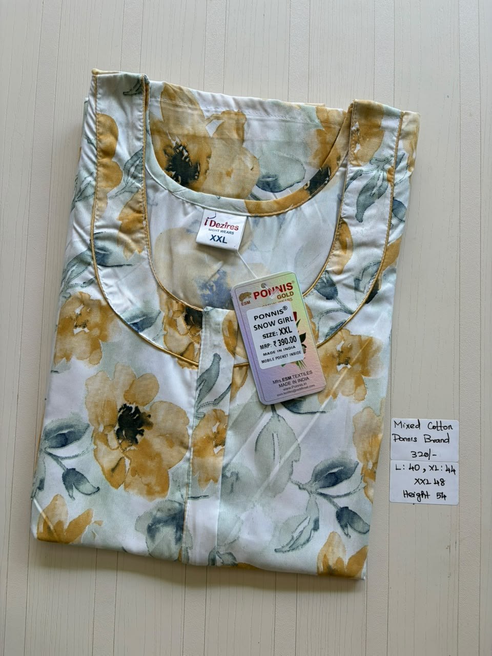 MCS 016 Ponni's Mixed Cotton Zip Nighty
