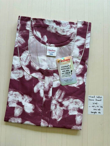 MCS 005 Ponni's Mixed Cotton Zip Nighty