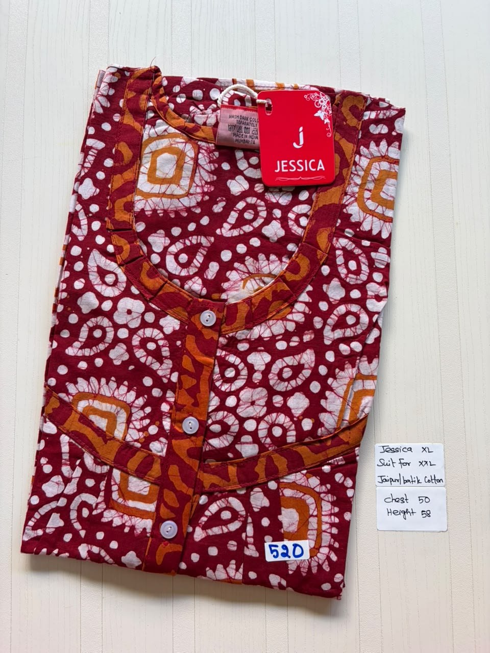 CJS 872 Height Jessica Pleats Batik Nighty