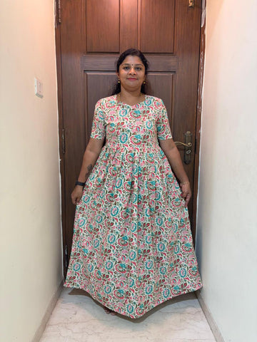 MFS132 Peacock maxi feeding frock FD FM1