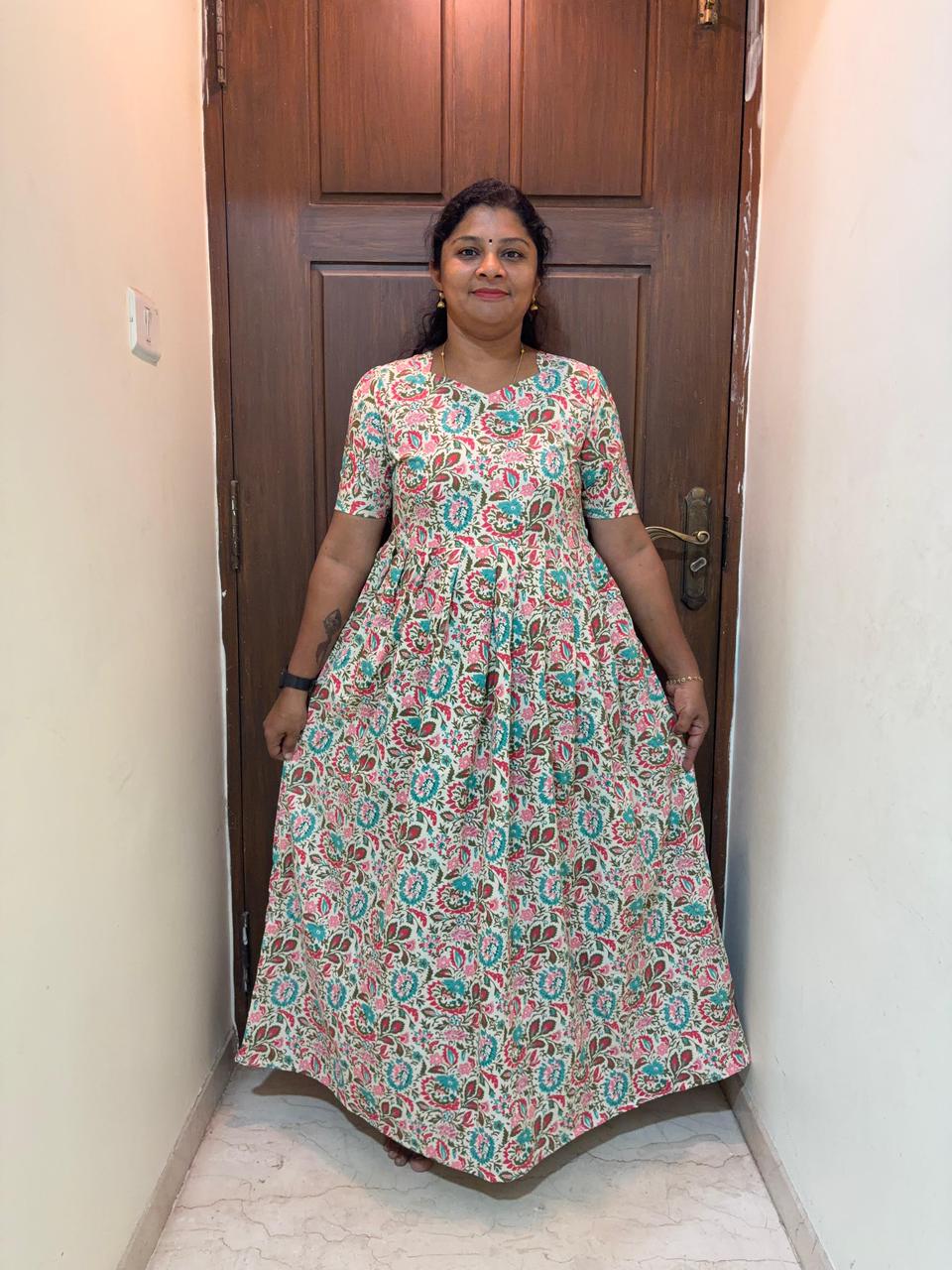 MFS132 Peacock maxi feeding frock FD FM1