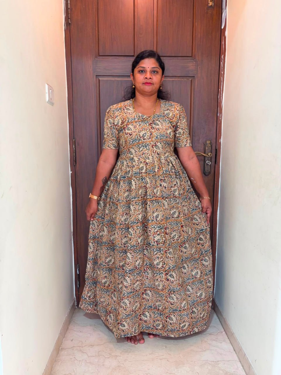 MFS 303 Peacock Height Kalamkari maxi frock YY1 YY2