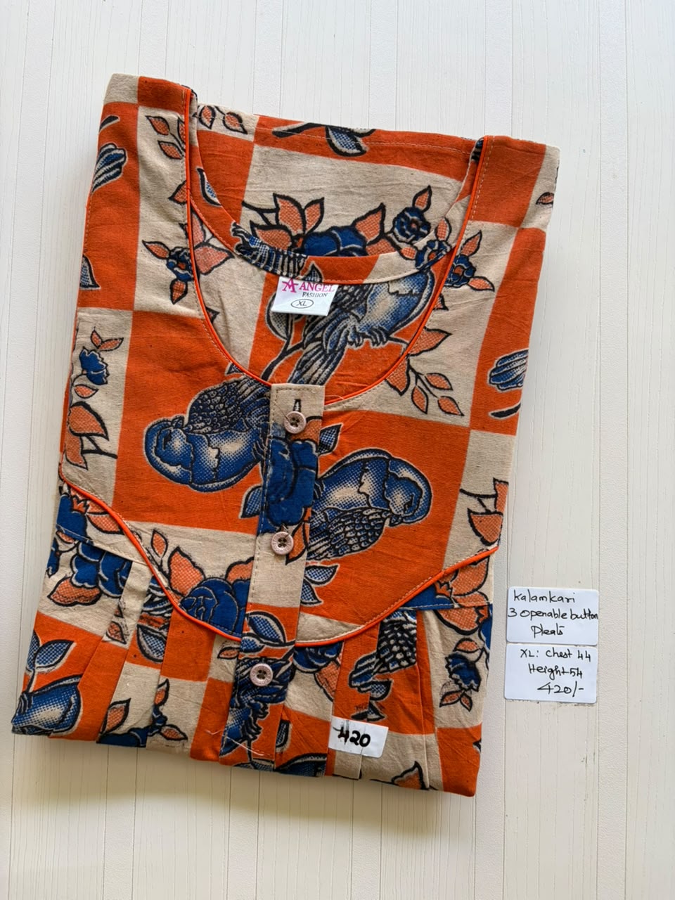 AASBP 220 Peacock Pleats Kalamkari Nighty BP CPS