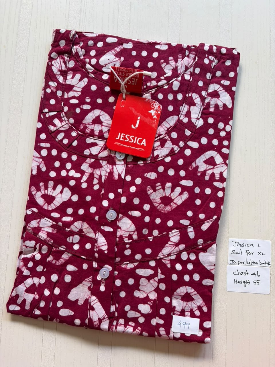 BJS 1103 Jessica Pleats Batik Nighty 550