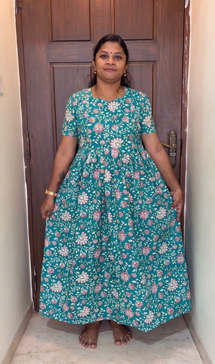 MFS198 Peacock Feeding maxi frock Jyoti FD FM1