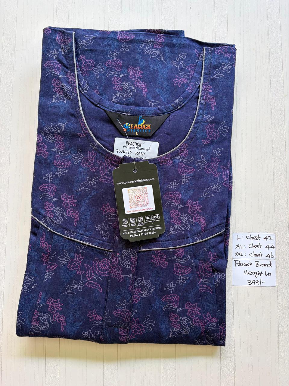 AASHP 153 Height Peacock Pleats Zip Nighty DD BP HP EPS