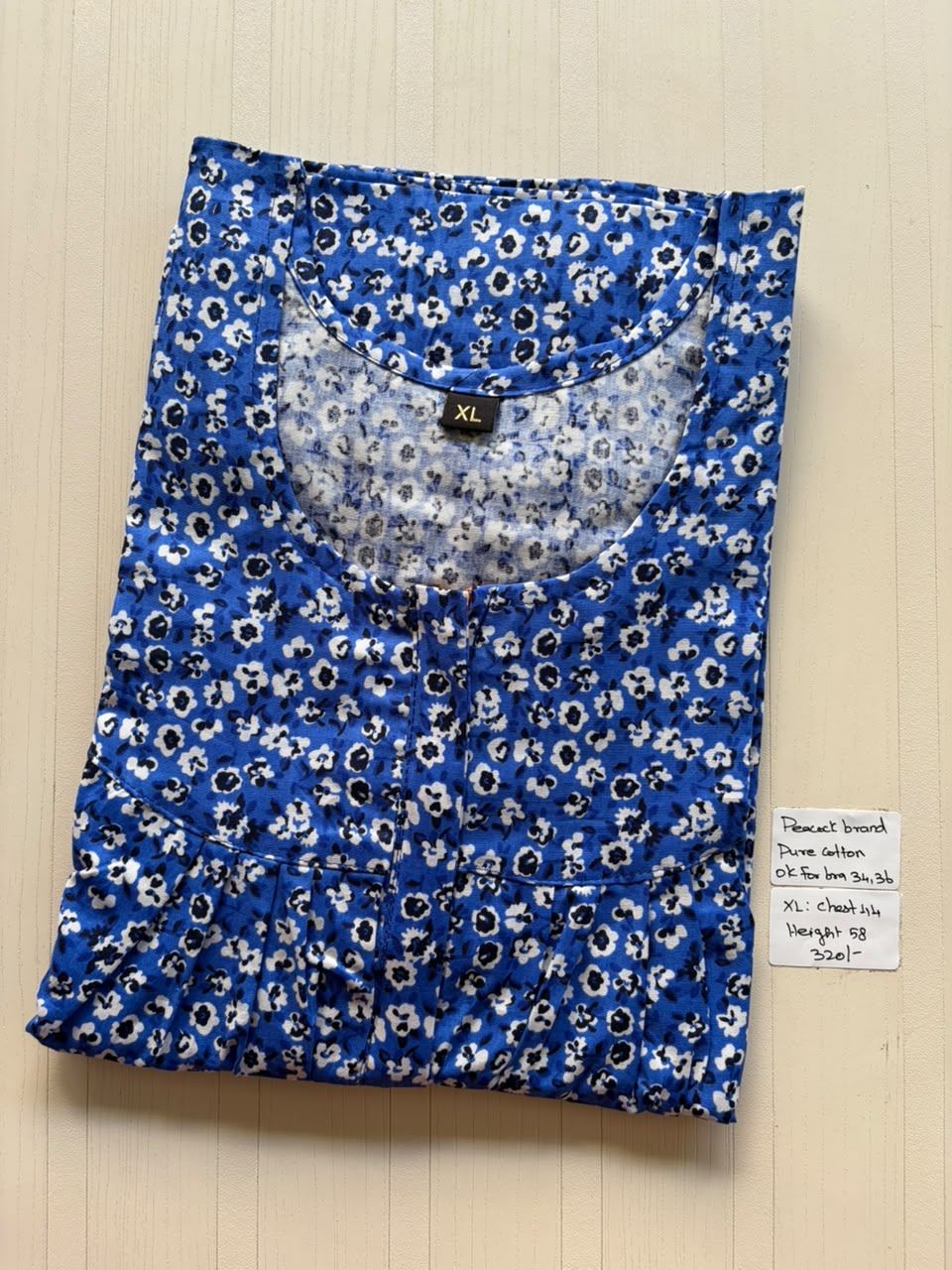 AASHP 190 Height Peacock Pleats Zip Nighty BP HP CPS