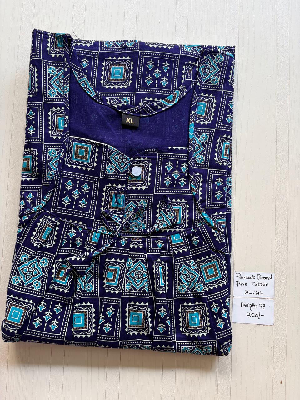 AASHP 257 Height Peacock Pleats Zip Nighty BP HP CPS