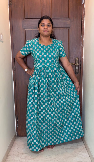 MFS195 Peacock Feeding maxi frock Jyoti FD FM1