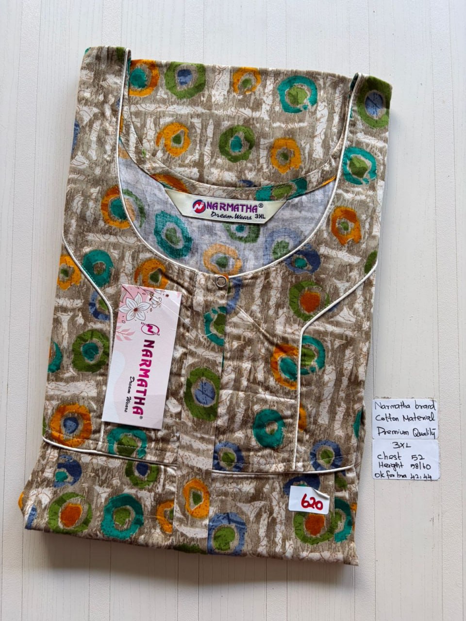 DNS 057 Height Narmatha Pleats Zip Nighty