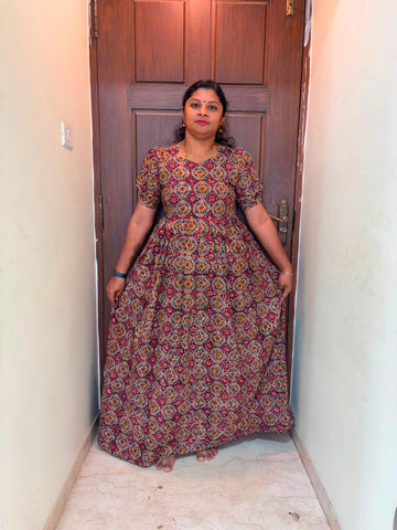 MFS 285 Peacock Height Kalamkari maxi frock YY1 YY2