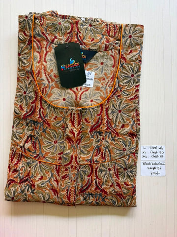 MKS019 Block Kalamkari peacock Pleats zip BP HEIGHT 56'
