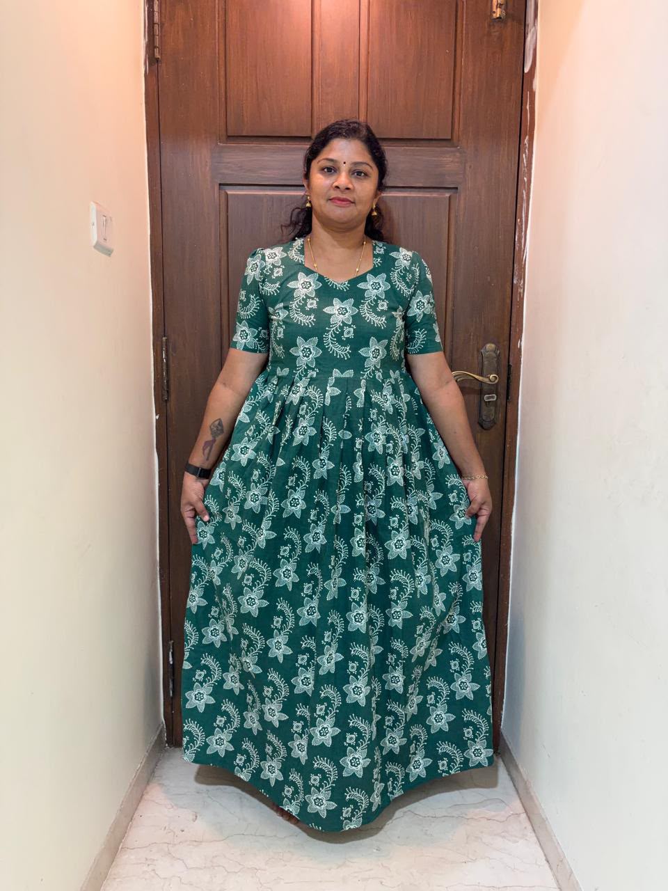 MFS 261 Peacock maxi frock YY1