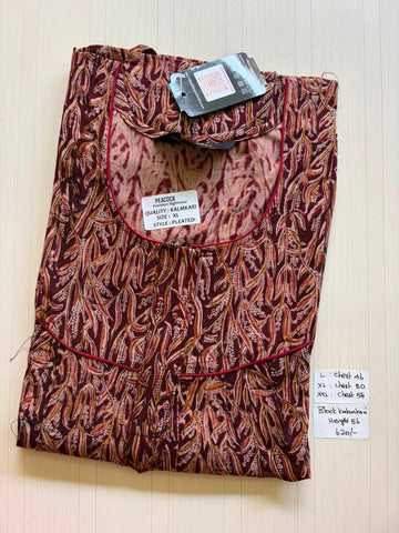 MKS041 Block Kalamkari peacock Pleats zip BP HEIGHT 56'