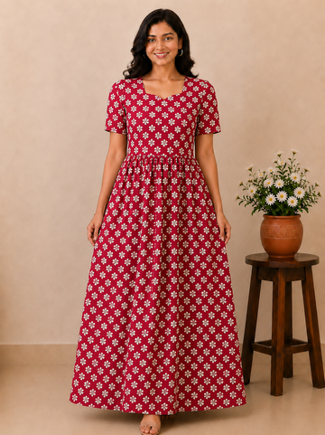 MFS189 Peacock Feeding maxi frock FD FM1