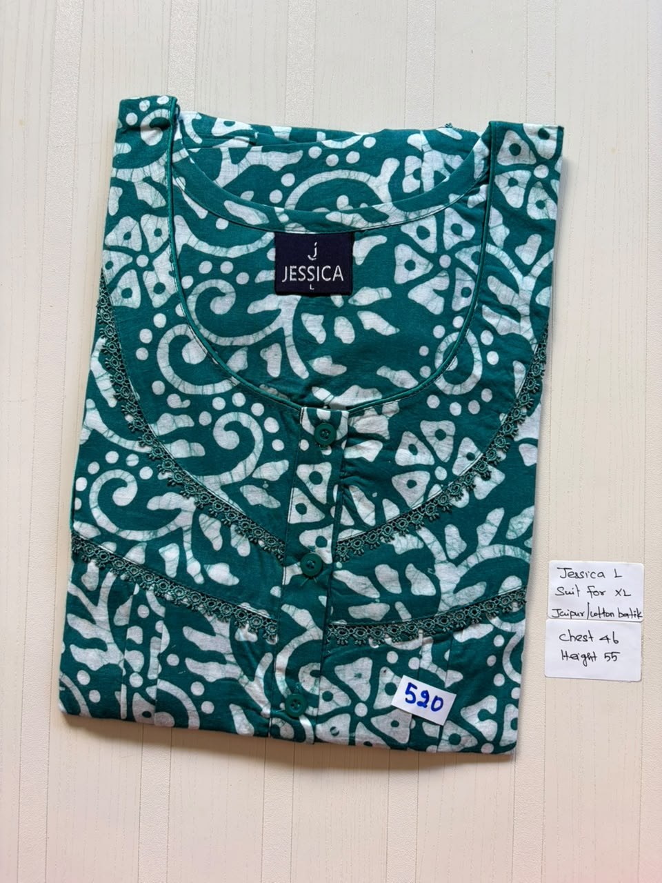 BJS 1091 Jessica Pleats Batik Nighty 550