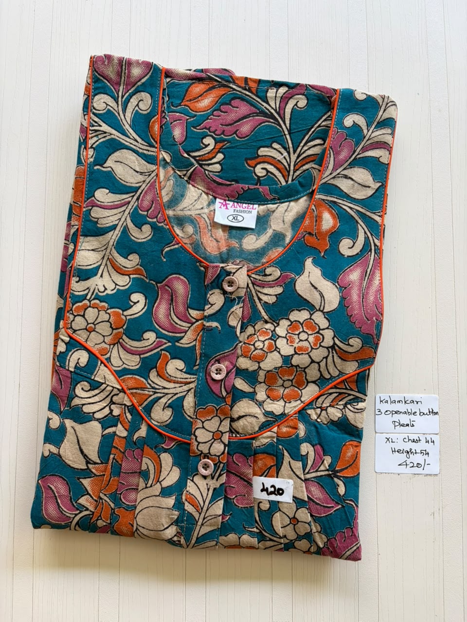 AASBP 214 Peacock Pleats Kalamkari Nighty BP CPS