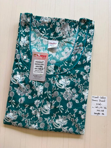 MCS 008 Ponni's Mixed Cotton Zip Nighty