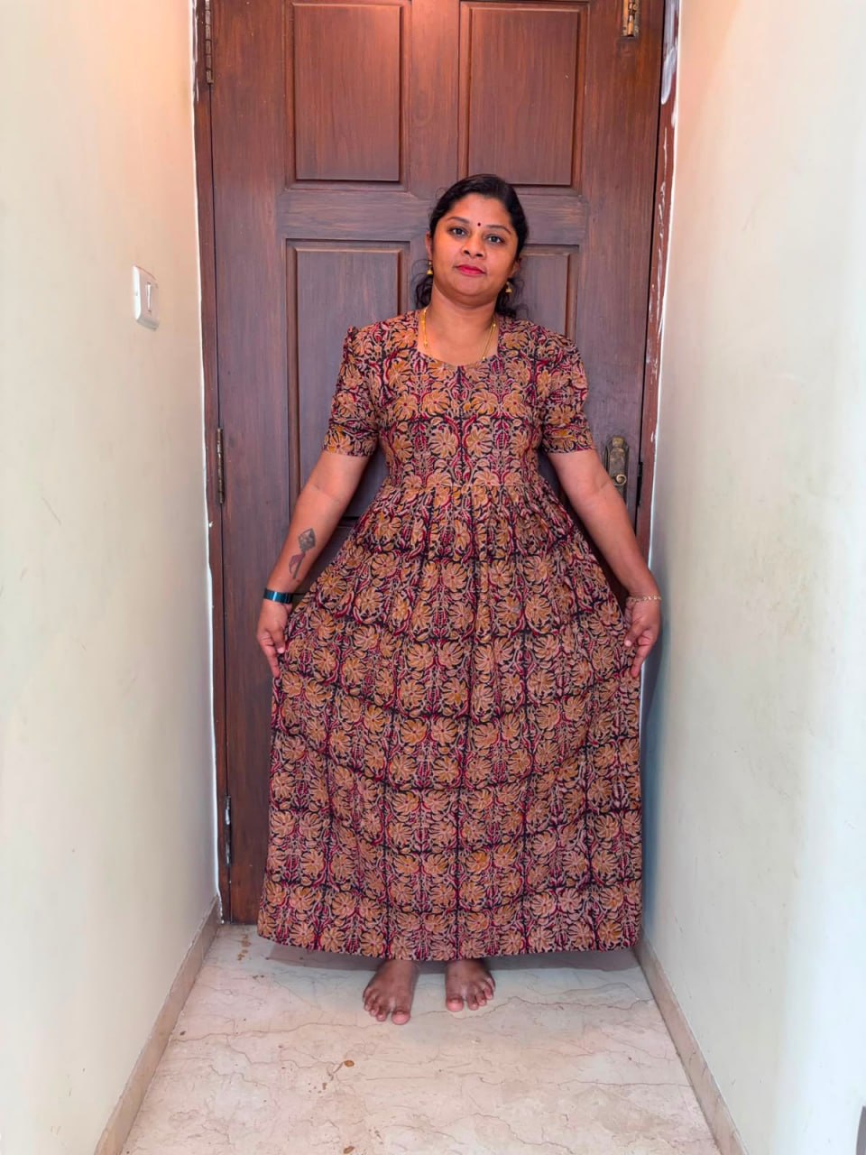MFS 302 Peacock Height Kalamkari maxi frock YY1 YY2