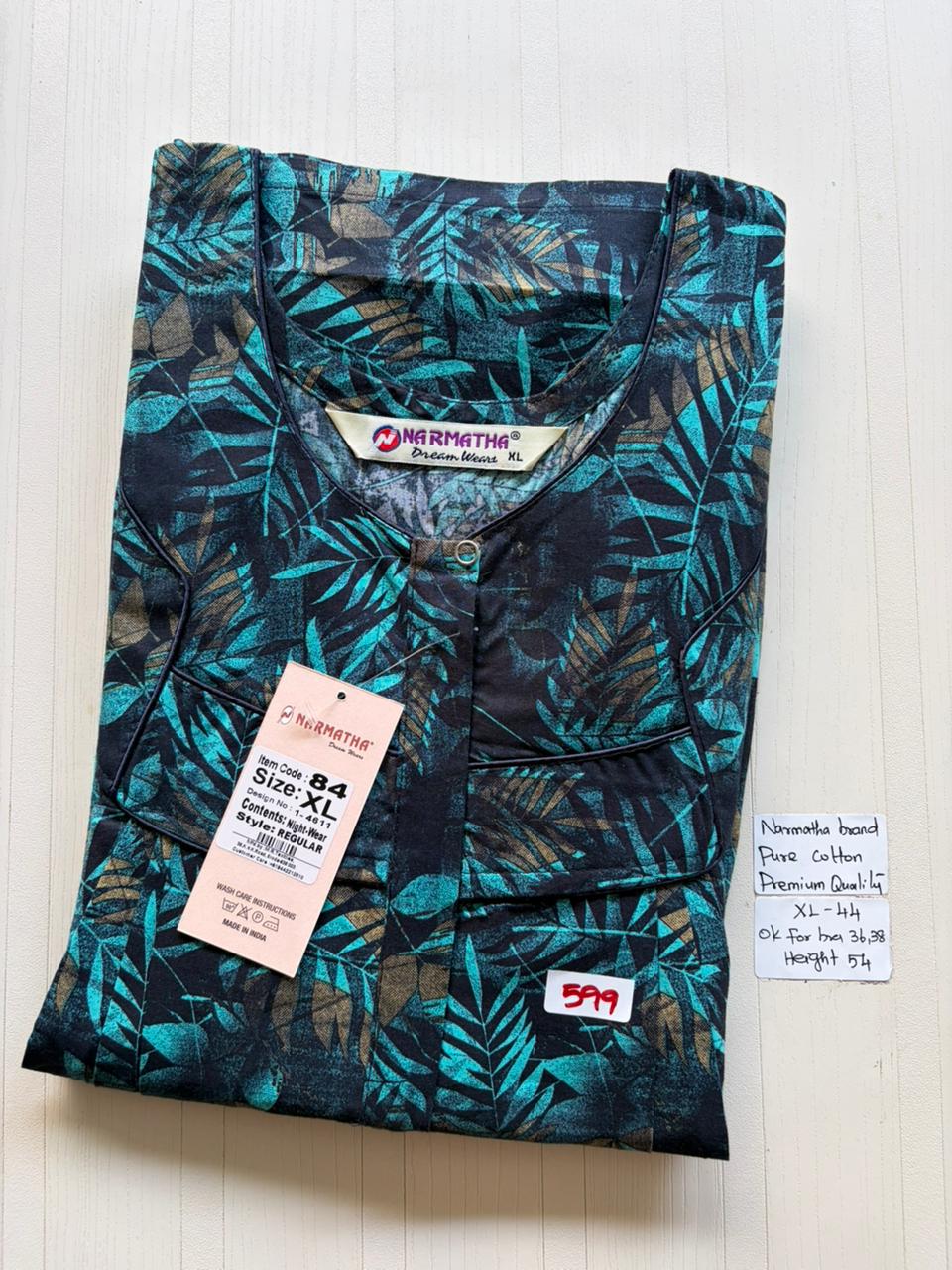 BNS 508 Narmatha Pleats Zip Nighty