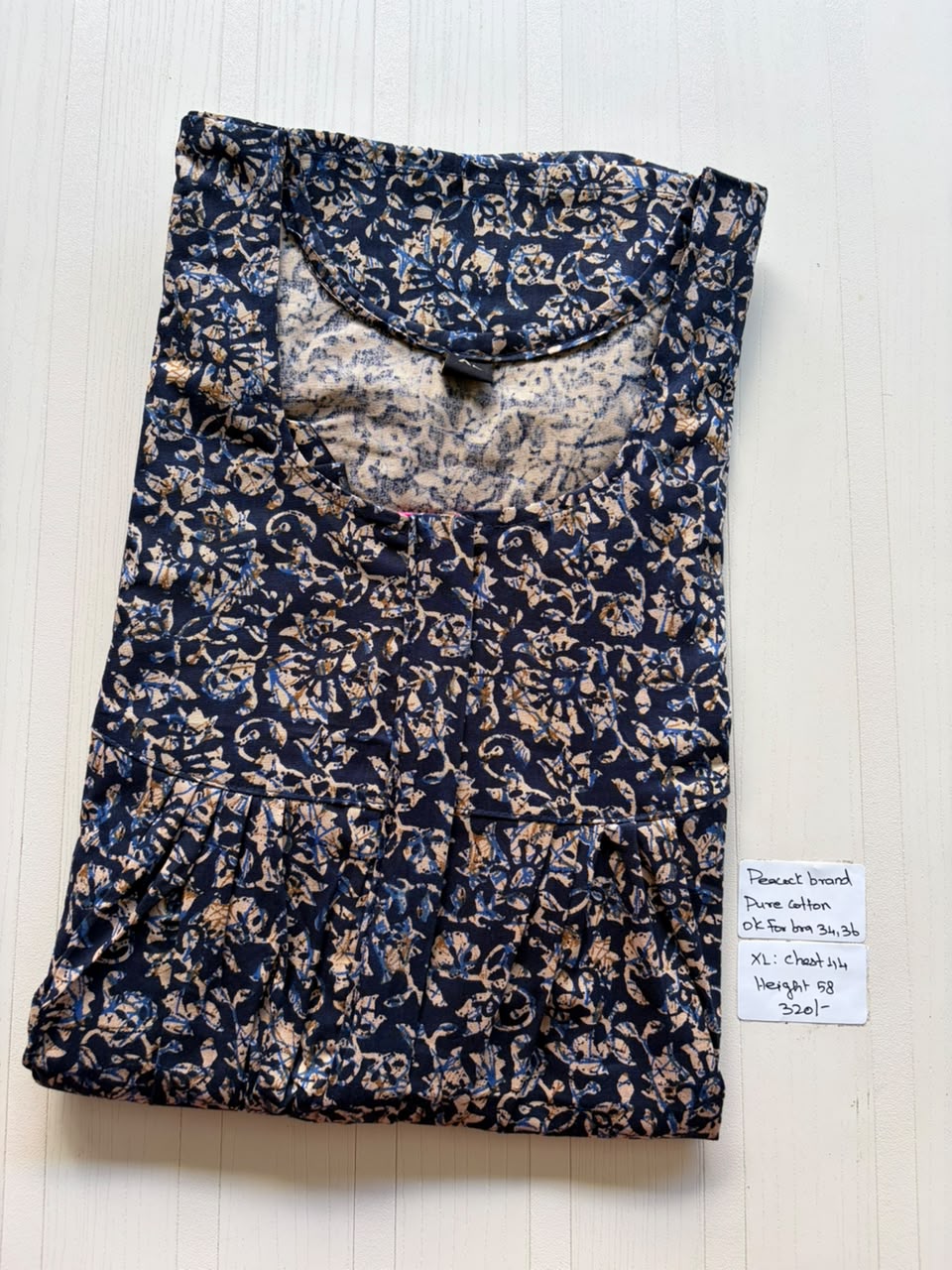 AASHP 187 Height Peacock Pleats Zip Nighty BP HP CPS