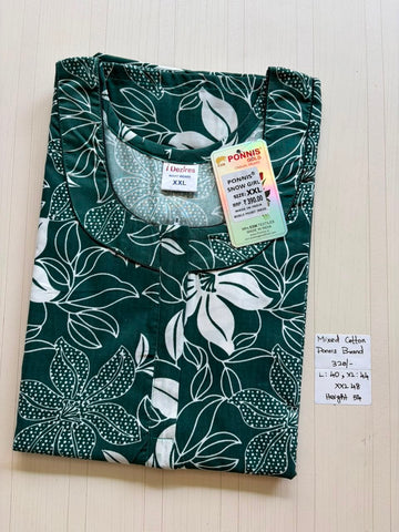 MCS 032 Ponni's Mixed Cotton Zip Nighty