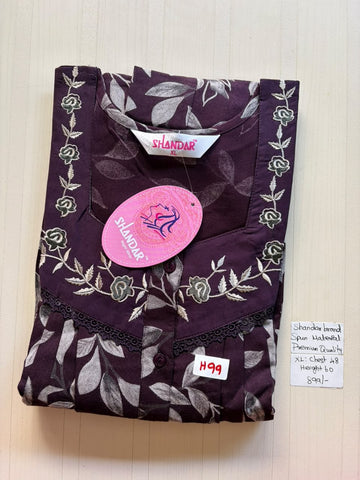 CSS 418 Height Shandar Spun nighty