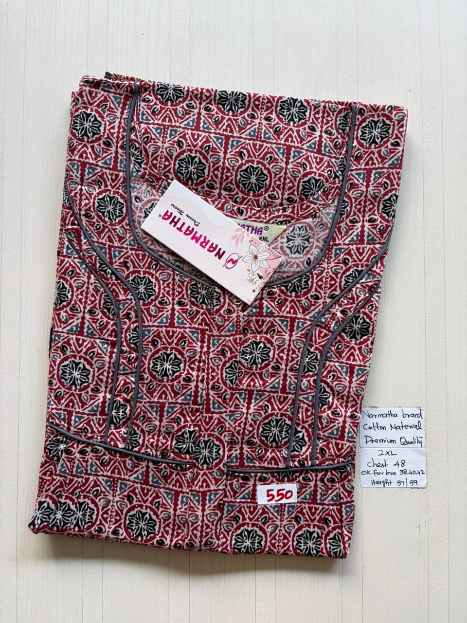 CNS 026 Height Narmatha Pleats Zip Nighty