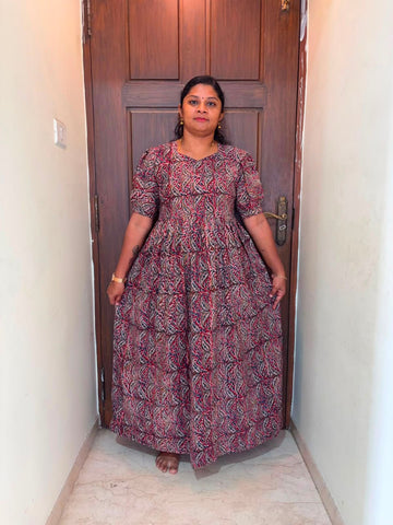 MFS 280 Peacock Height Kalamkari maxi frock YY1 YY2