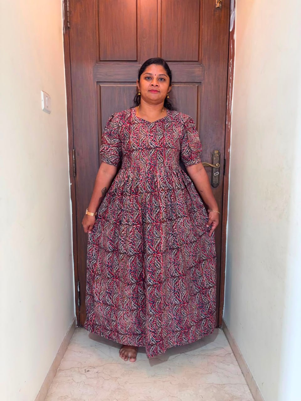 MFS 280 Peacock Height Kalamkari maxi frock YY1 YY2