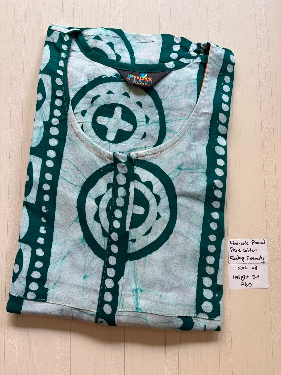 AASZ 114 Peacock Zip Nighty Batik DPS