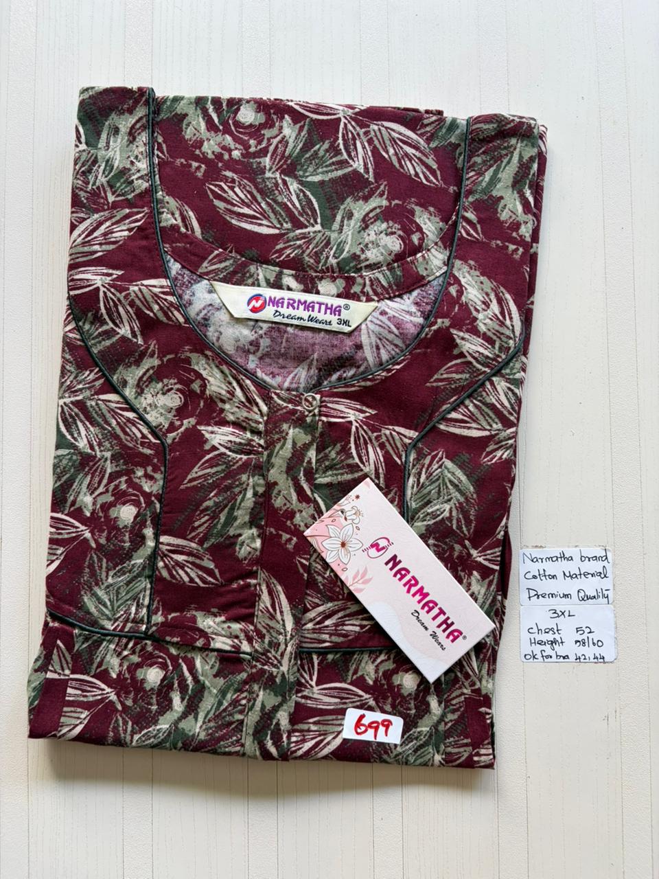 DNS 032 Height Narmatha Pleats Zip Nighty