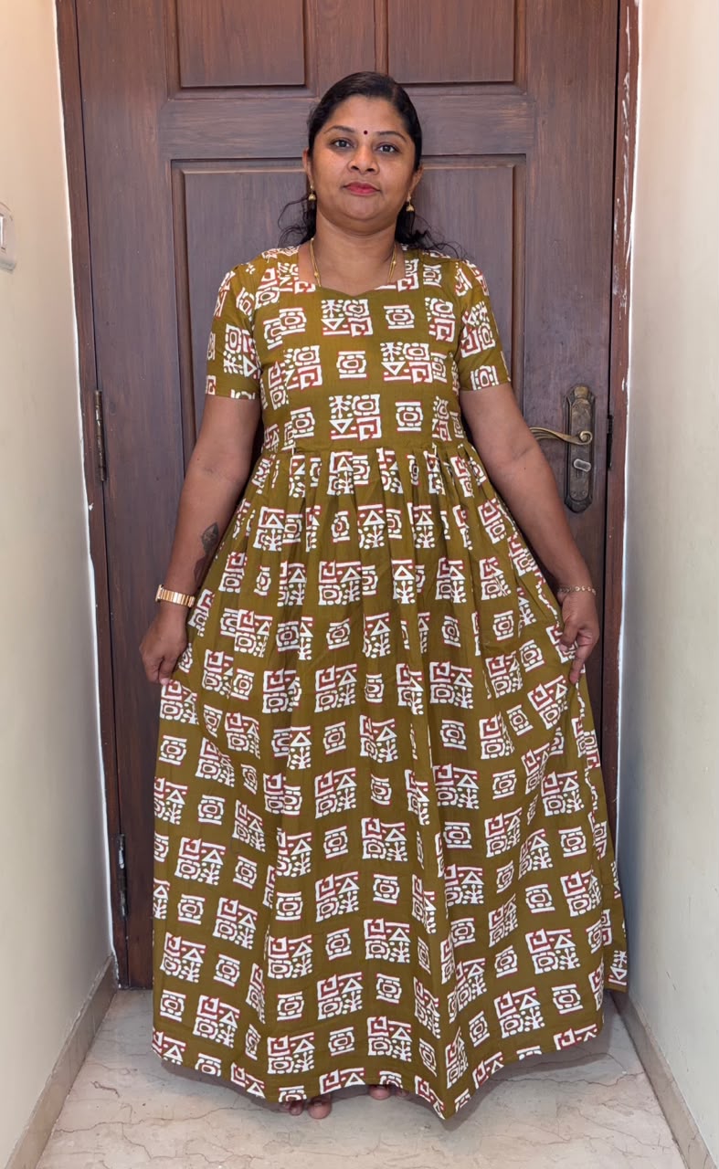 MFS197 Peacock Feeding maxi frock Jyoti FD FM1