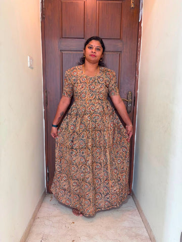 MFS 295 Peacock Height Kalamkari maxi frock YY1 YY2