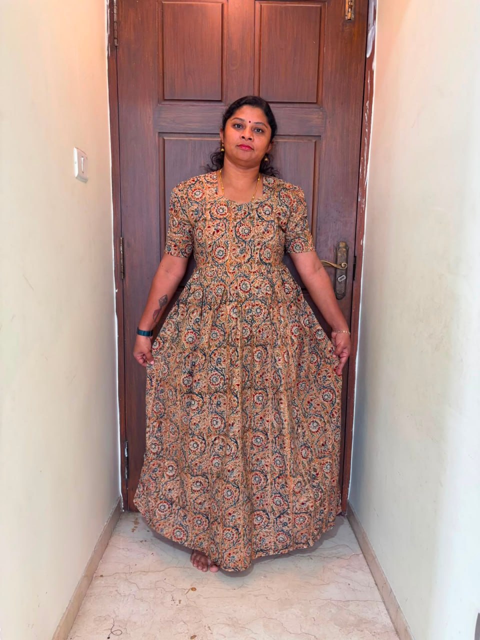 MFS 295 Peacock Height Kalamkari maxi frock YY1 YY2