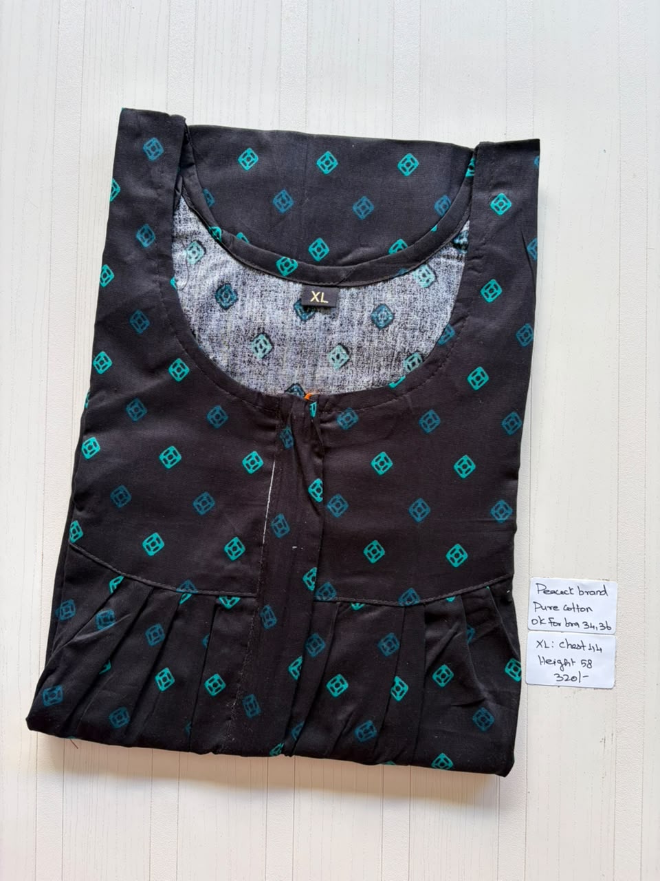 AASHP 193 Height Peacock Pleats Zip Nighty BP HP CPS