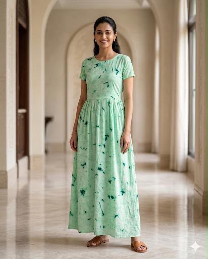 MFS 232 Peacock maxi frock YY1