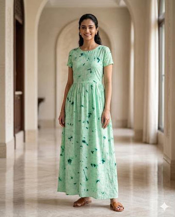 MFS 232 Peacock maxi frock YY1