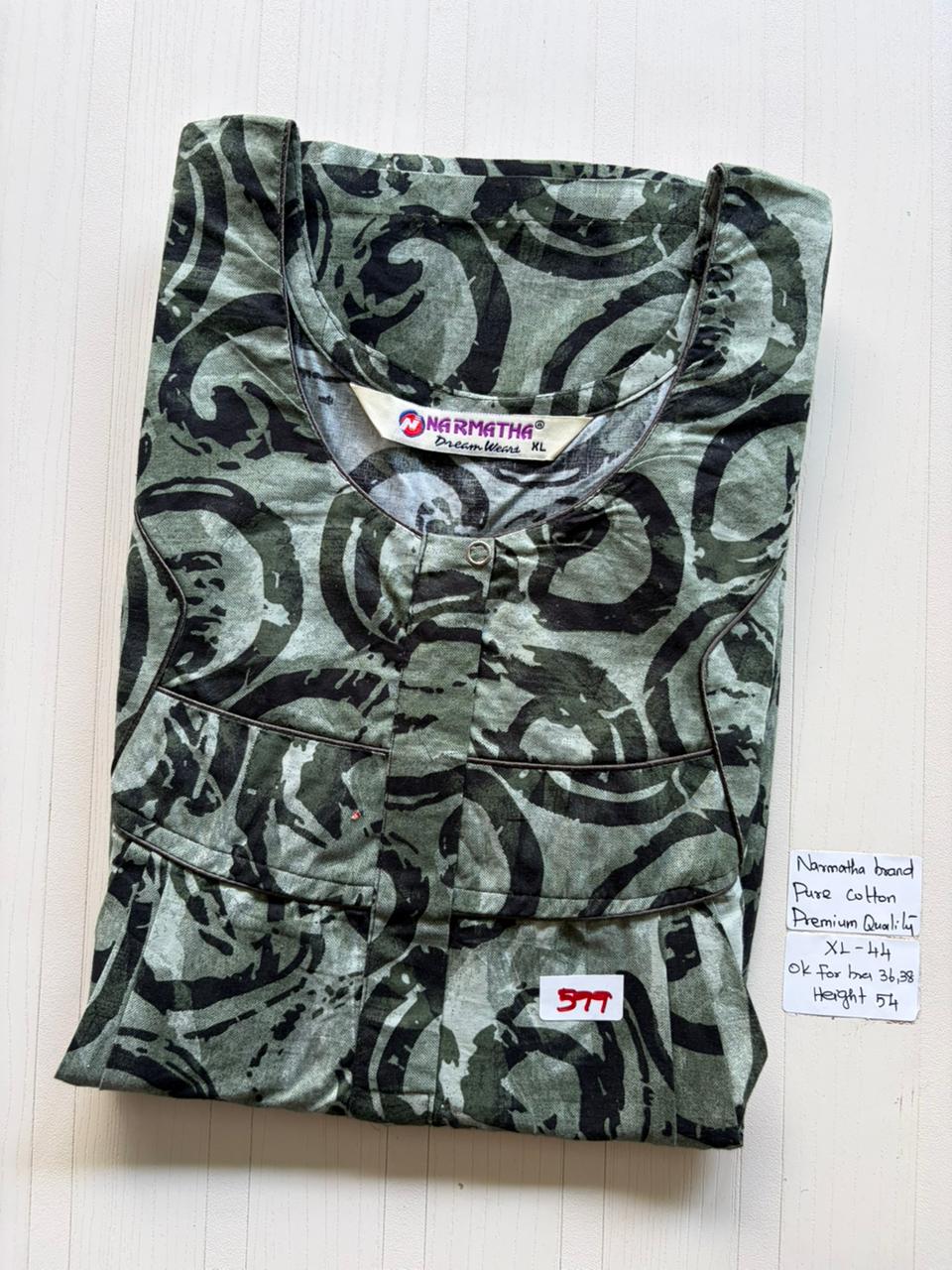 BNS 502 Narmatha Pleats Zip Nighty