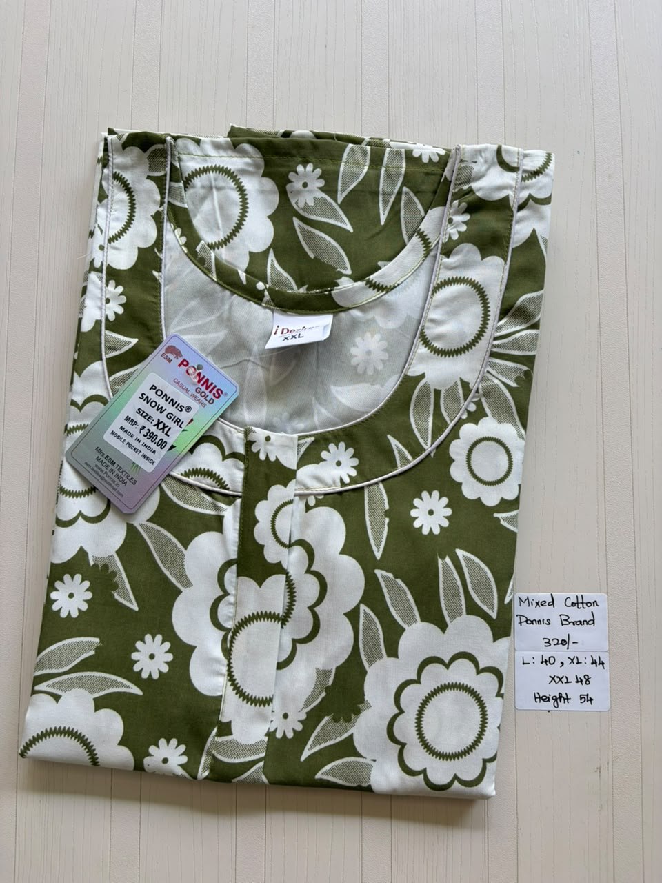 MCS 039 Ponni's Mixed Cotton Zip Nighty